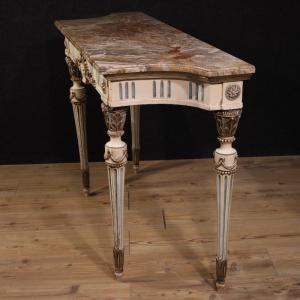 Consola italiana lacada estilo Luis XVI con tablero de mármol - Foto 10