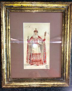 Aquarellzeichnung mit religiöser Figur. Europa