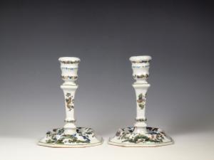 Coppia di candelieri in maiolica , manifattura Pasquale Antonibon XVIII secolo VENDUTI
