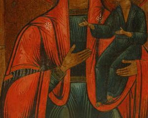 Russland, 19. Jahrhundert, Ikone; Madonna mit Kind und Stifter - Foto 9