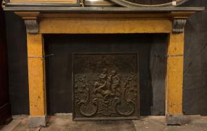 CHM550 - Yellow and gray marble fireplace, 19th century, dimensions cm W 175 x H 117 x D 36