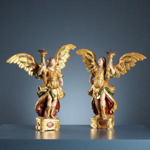 Paire d'anges porte-chandeliers, Baroque, Italie, XVIIe siècle