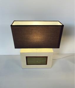 Coppia di lampade Decò 1930 - pergamena, legno, galuchat - Foto 5
