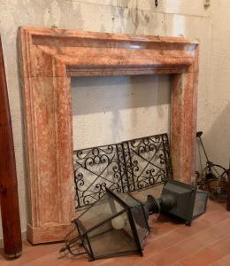 Salvator Rosa fireplace in coral pink marble