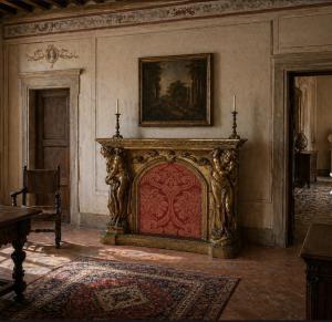 Camino in legno dorato 