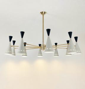 Kronleuchter Doppelkonus schwarz und weiß - Vintage