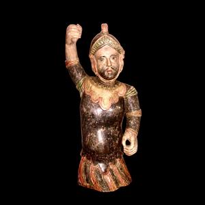 Polychrome Holzskulptur eines Soldaten. Spanien.