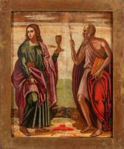Due Santi, scuola dalmata secolo XVII, olio su tavola