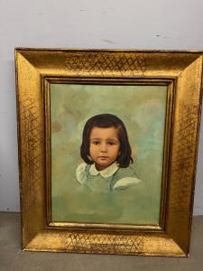Dipinto olio su tela XX sec bambina C. Moraldi 70x60cm