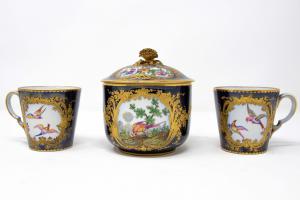 19th century, Sèvres Manufactory, Service of two cups and a sugar bowl
