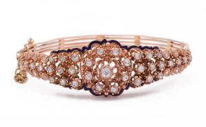 Bracciale in oro e diamanti e piccoli smalti epoca fine '800