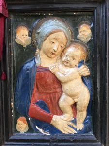 Fabulous Madonna with child and angels in relief, CENTRAL ITALY, 16th Century