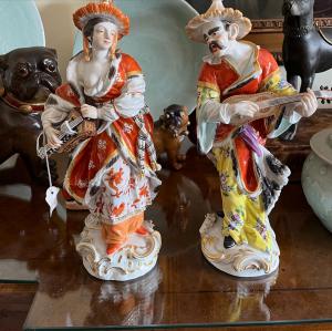 Pair of Meissen porcelain figures.