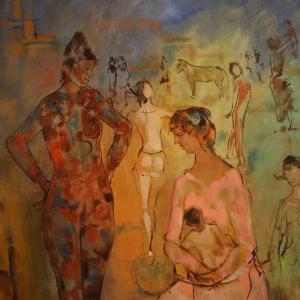 Italian painting, Family of Acrobats, dated 1981 - Foto 5