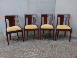 N.4 GONDOLA CHAIRS IN MAHOGANY FRENCH EMPIRE STYLE