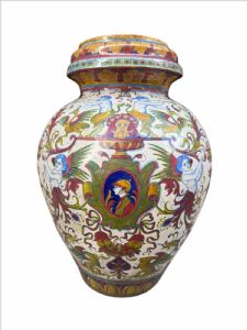 Splendido vaso portaombrelli in ceramica a lustro rubino e oro manifattura Santarelli GUALDO TADINO 