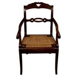 Antique Piedmontese straw-filled high chair - M/433 -
