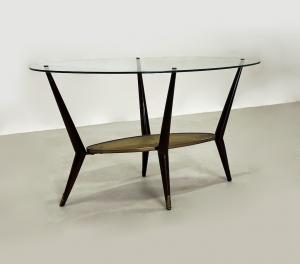 Coffee table 1950 - vetro, ottone e legno laccato