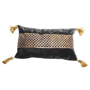 Black velvet cushion with bronze print - B/1625 -