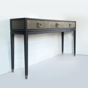 Consolle con cassetti - legno e pelle sintetica
