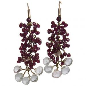 Earrings with garnets and aquamarine - G/359