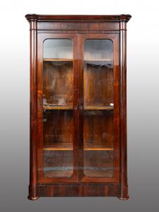 Neapolitan Luigi Filippo antique bookcase in precious exotic wood. 19th century.