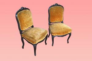 Group of 4 ebonized chairs from the 1800s, French Louis XV style