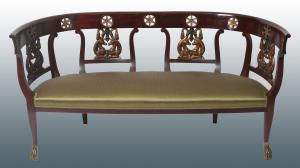 Antikes italienisches genuesisches Sofa im Empire-Stil vom frühen 19. Jahrhundert aus Mahagoniholz, restauriert und neu gepolstert