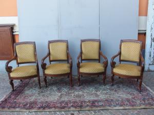 N. 4 POLTRONE STILE IMPERO EPOCA 800 IN MOGANO