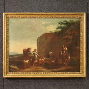 17. Jahrhundert Malerei bukolische Landschaft mit Figuren, pastorale Szene