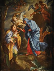Sacra Famiglia con angeli, Andrea Lanzani (Milano 1641 - 1712) attribuibile