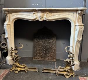 CHM867 - Carrara white marble fireplace, measures cm L 138 x D 39 x H 100