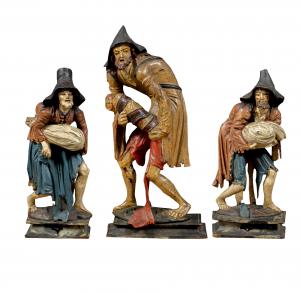 Scultore veneziano (XVIII secolo) - Tre figure di pitocchi.