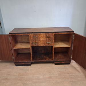 Piccola credenza art deco in noce bionda fiammata originale anno 1930-40 - Foto 8