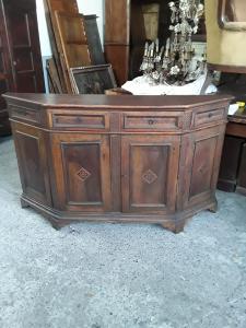 Venetian walnut sideboard with 4 walnut doors, 1800s, L160xD36xH95, written guarantee