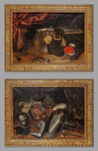 Armature, coppia di oli, scuola lombarda secolo XVII