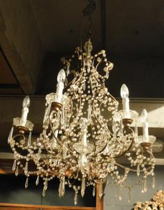 lamp214 - Kronleuchter mit Kristallen, Ende des 19. Jahrhunderts, Umfang 70 x H 80 cm