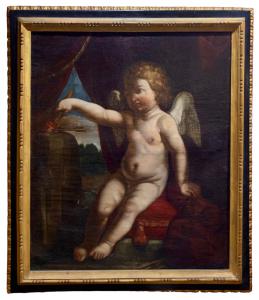 BARTOLOMEO GENNARI - "Omnia vincit amor" oil painting on canvas
