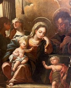 Maler des 17.-18. Jahrhunderts. Heilige Familie mit dem kleinen Johannes. Öl auf Leinwand, 110x80 cm.