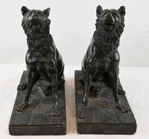 Coppia Di Cani in Marmo - Francia XIX Secolo 