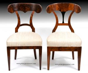  Vienna 1820 c.a, primo periodo biedermeier degli early designers. Rara coppia di sedie biedermeier "a cappello".