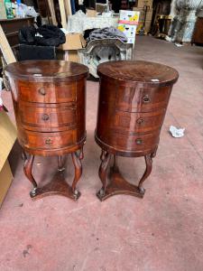 Walnut and burr walnut bedside tables dimensions h75x35