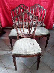 5 Louis XVI style chairs, tapered legs, shield shape, 1800s, Tuscan, H100 x seat height 50 x W48 x D45, warranty under statutory terms