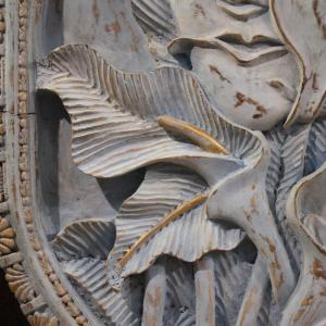  Bas-relief sculpture, stylized face with flowers, 20th century - Foto 7