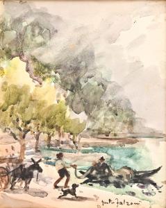 Acquerello su carta di Giulio Falzoni, watercolor on canvas by Giulio Falzoni
