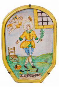 Targa devozionale in maiolica , datata 1788 VENDUTO 