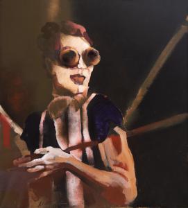 Roberto Curoso, "Figura femminile", olio su tela, firmato, 1981, Roberto Curoso, “Female Figure,” oil on canvas, signed, 1981