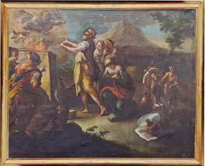 "IL SACRIFICIO DI NOE' DOPO IL DILUVIO" - OLIO SU TELA - XVII/XVIII  SEC
