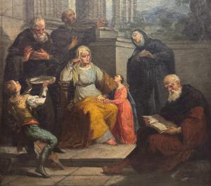 S.Anna e l’educazione della Vergine Maria, dipinto su tela, XIX secolo. - Foto 8