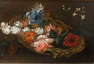 Schule des 18. Jahrhunderts, Stillleben mit einem Blumenkorb